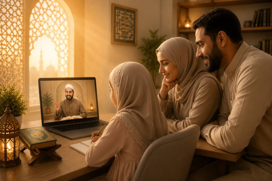 Muslim child learning Quran online with Sirat Academy — Islamic education on the path of Sirat Al-Mustaqim