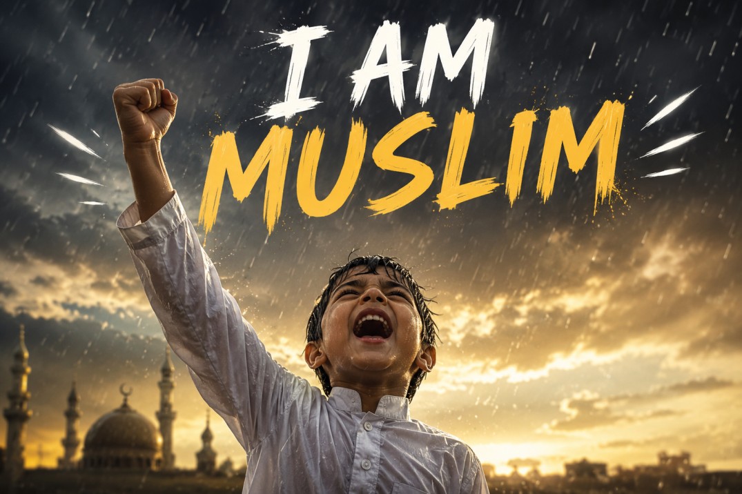 Muslim parent and child sharing a warm moment learning about Islam together