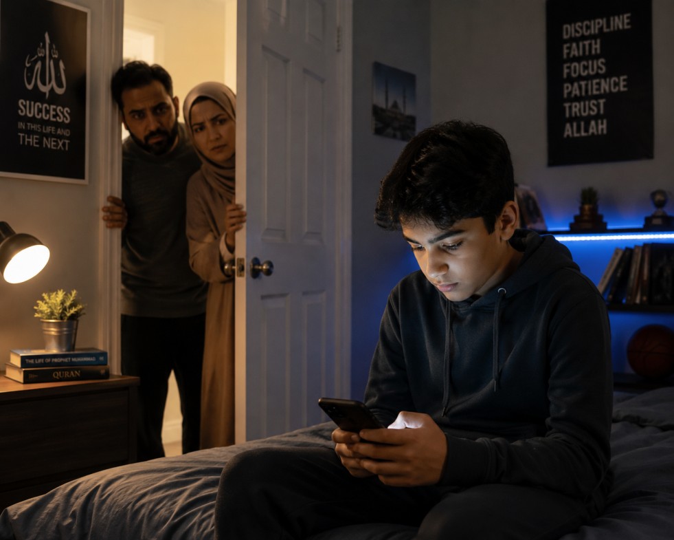 A thoughtful Muslim child reflecting, representing the search for meaning in faith