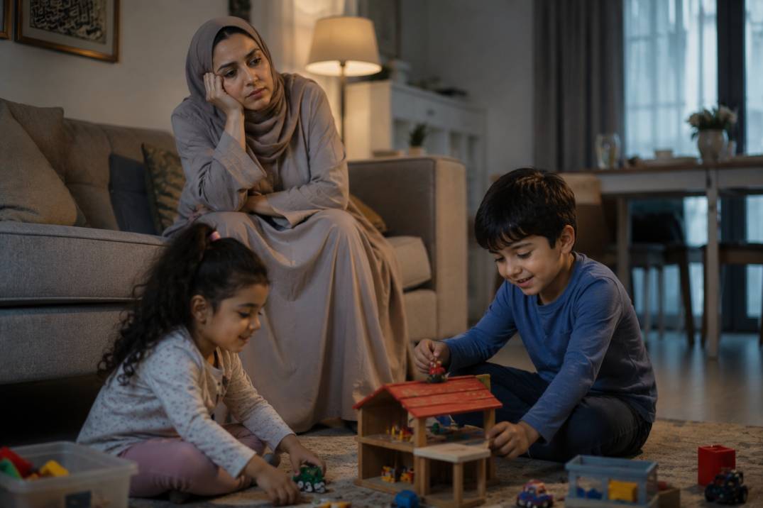 Muslim child absorbing content from social media and online influencers