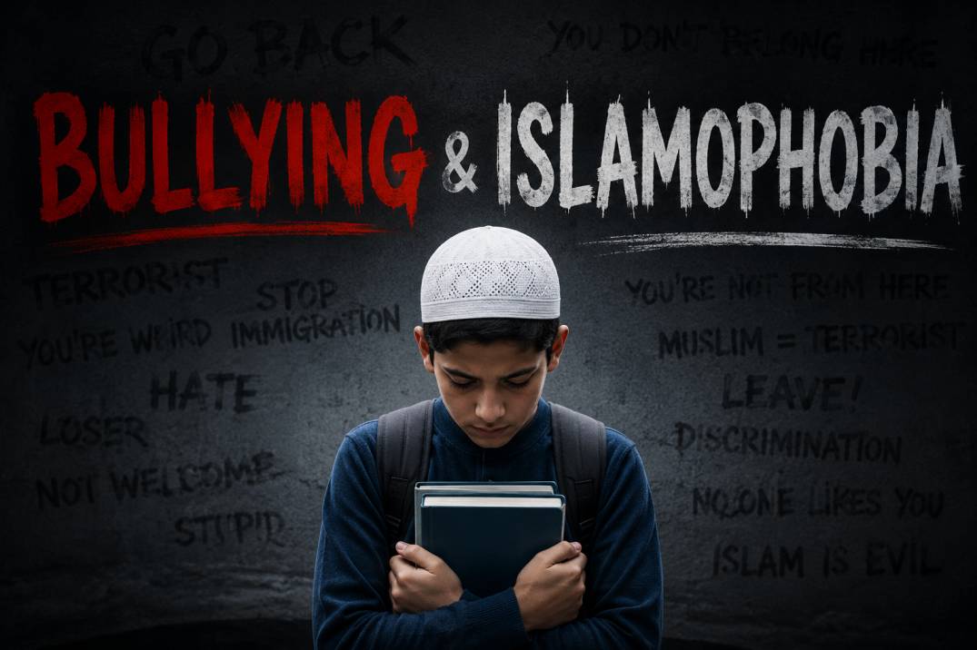 Muslim child learning to respond to bullying and Islamophobia with resilience