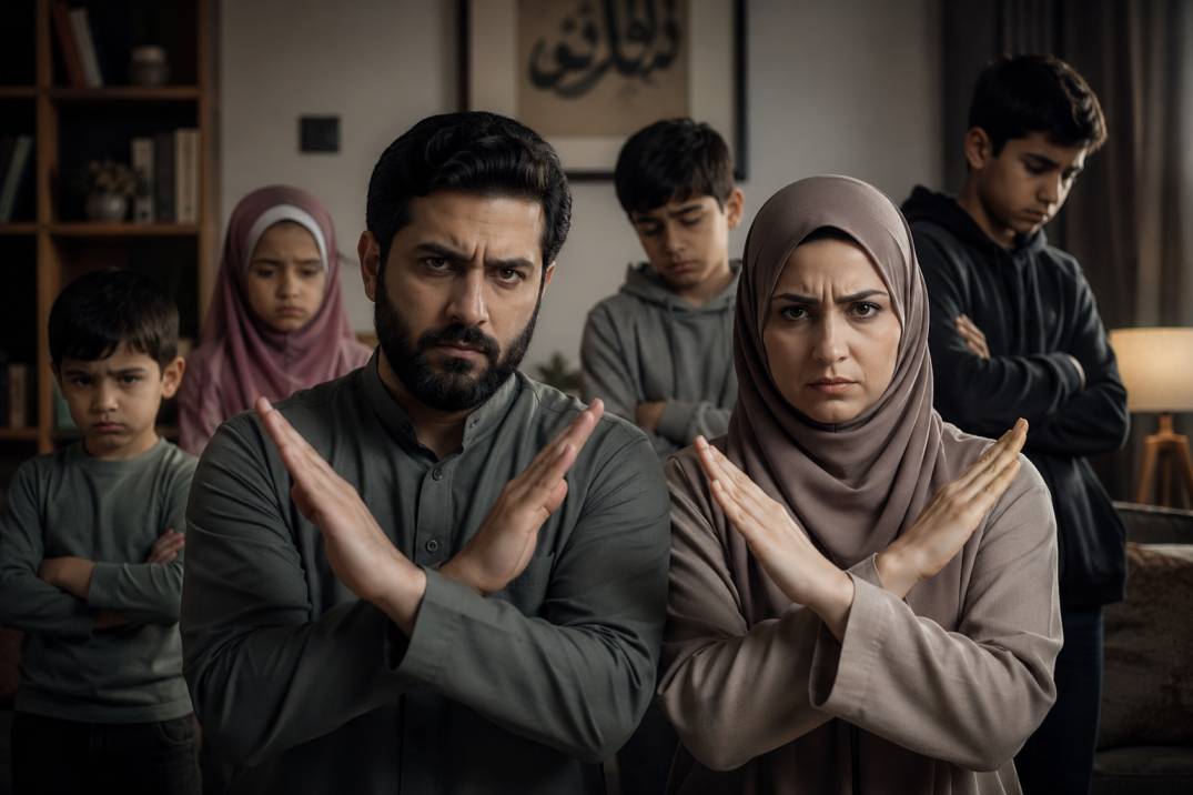 A Muslim parent guiding a child through the stages of growing up with faith, from early childhood to young adulthood