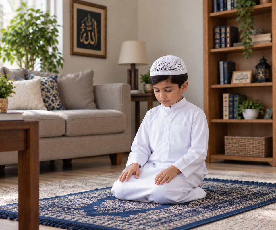 Illustration of the sitting position between the two prostrations in Salah